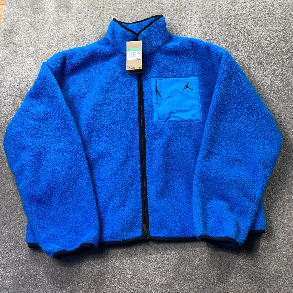 Jordan Sherpa Fleece Jacket Mens XL Blue Game Royal Full Zip HV0778-406